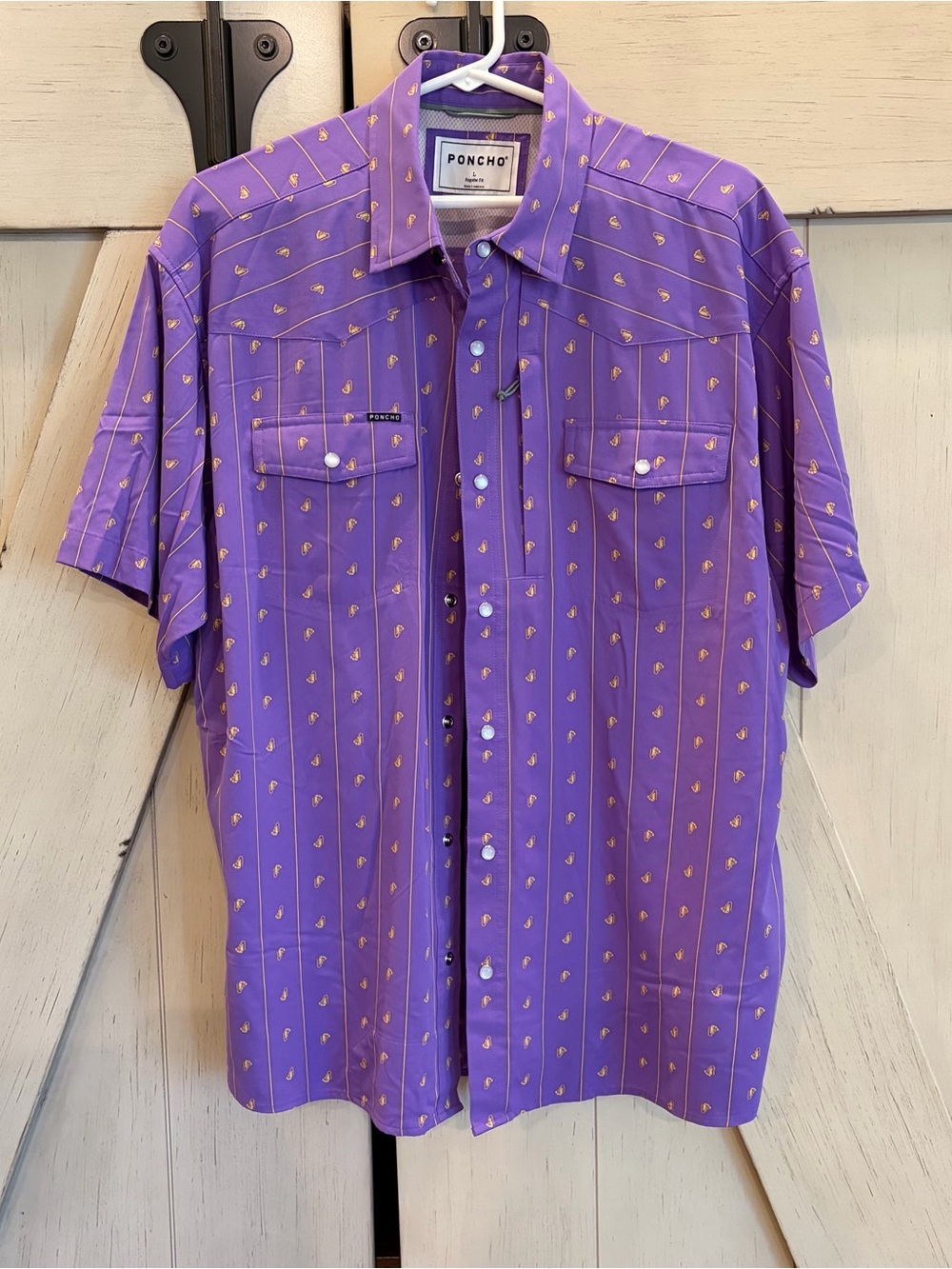 Poncho Crawfish Pearl Snap Western Shirt Size Large Regular Fit
